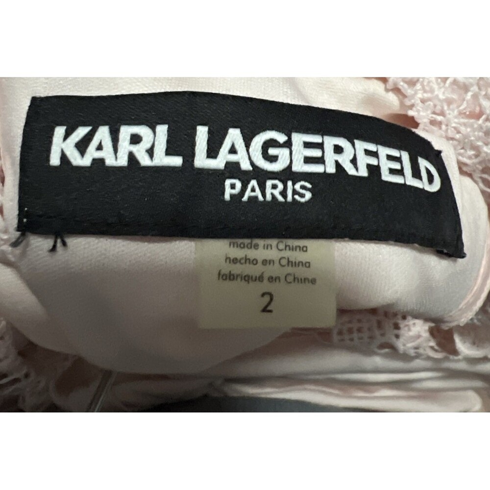Karl Lagerfeld Women's Floral Lace Sleeveless Sheath Dress Pink Size 2 Church - Picture 8 of 8
